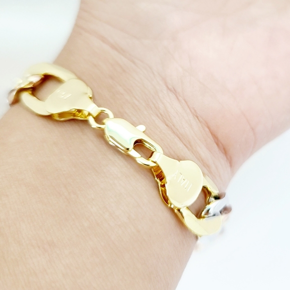 18K Gold Plated tricolor men's ID bracelet. New - Picture 10 of 10